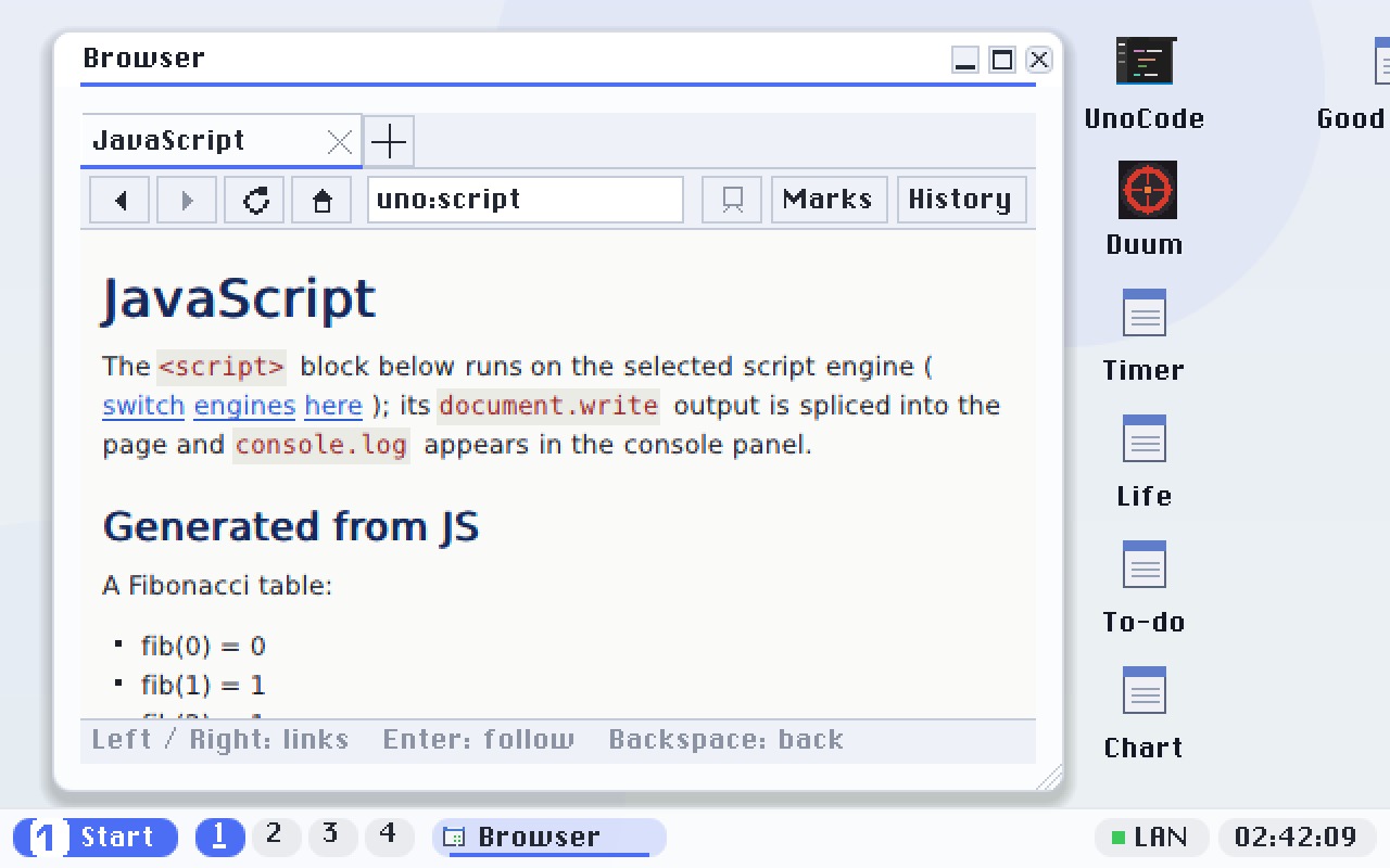 Script.html: its JavaScript generated this Fibonacci table on the page.
