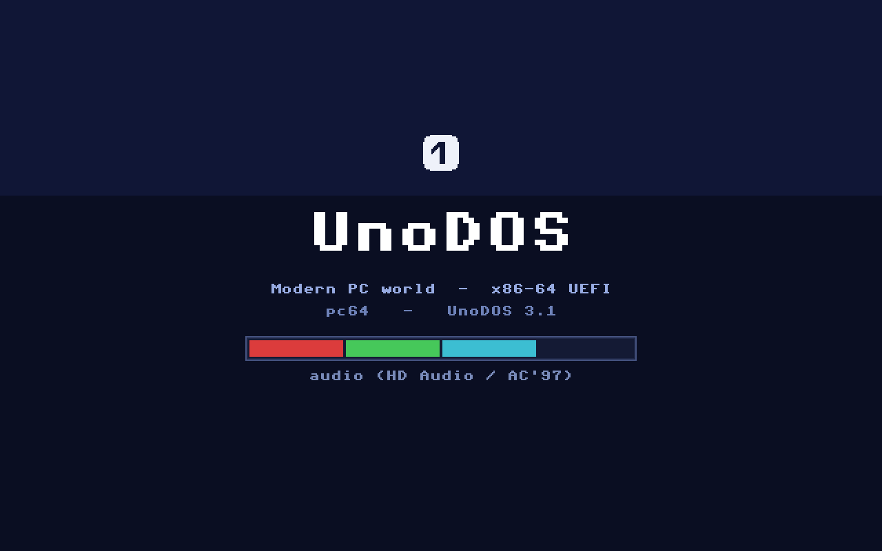 The boot splash, with a loading bar and version.