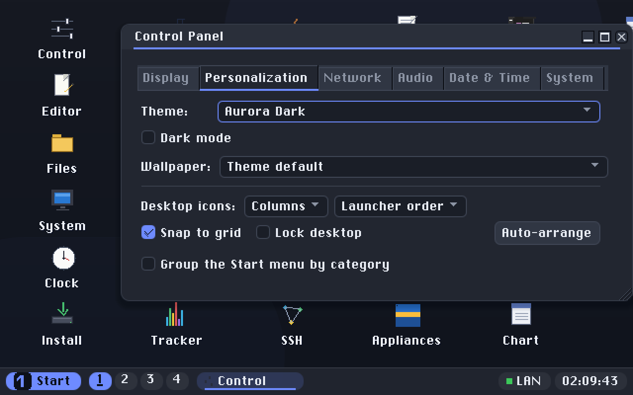 Aurora Dark: the Dark-mode counterpart.
