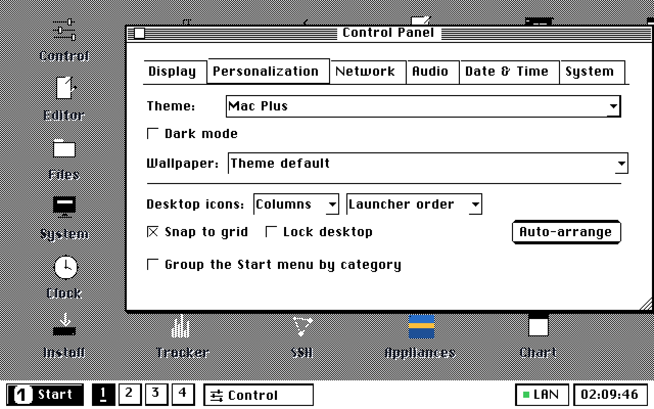 Mac Plus: black and white.