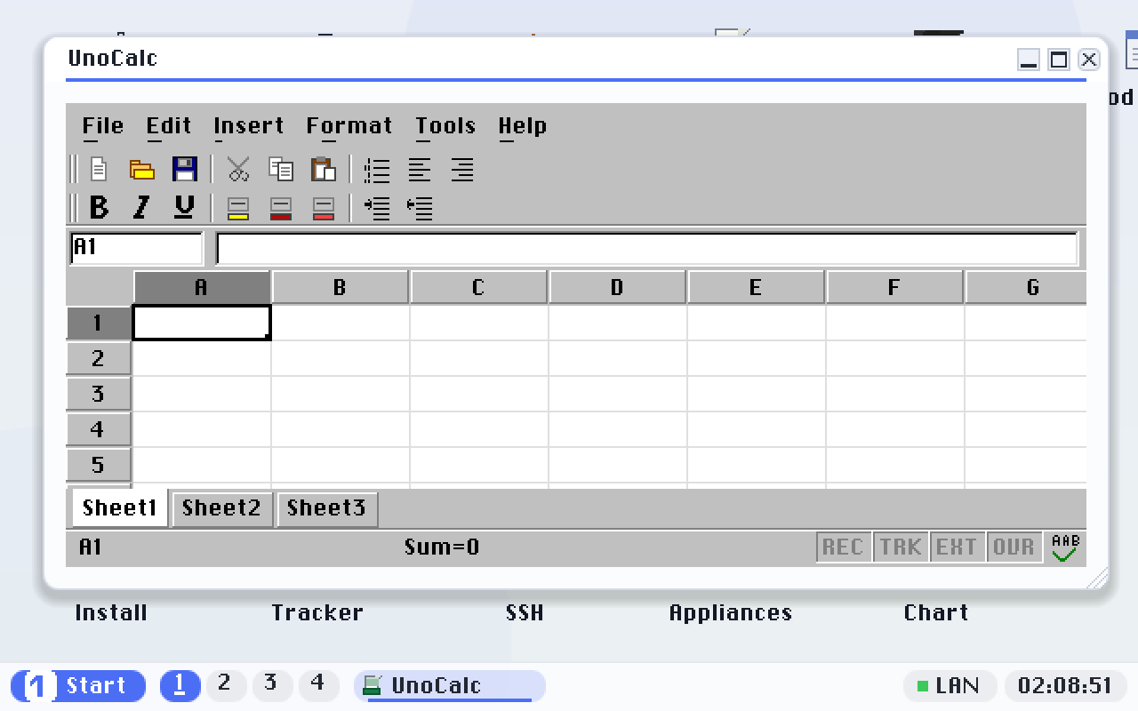 UnoCalc, the spreadsheet.